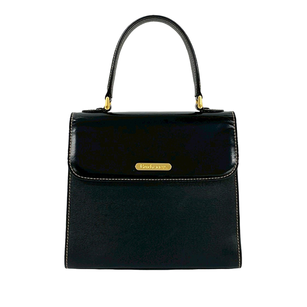 Pre-Loved Burberry Leather Top Handle Bag